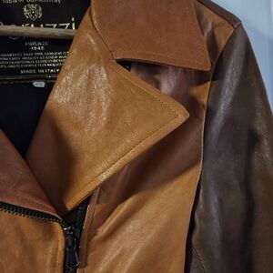 Orange and Brown Leather Jacket